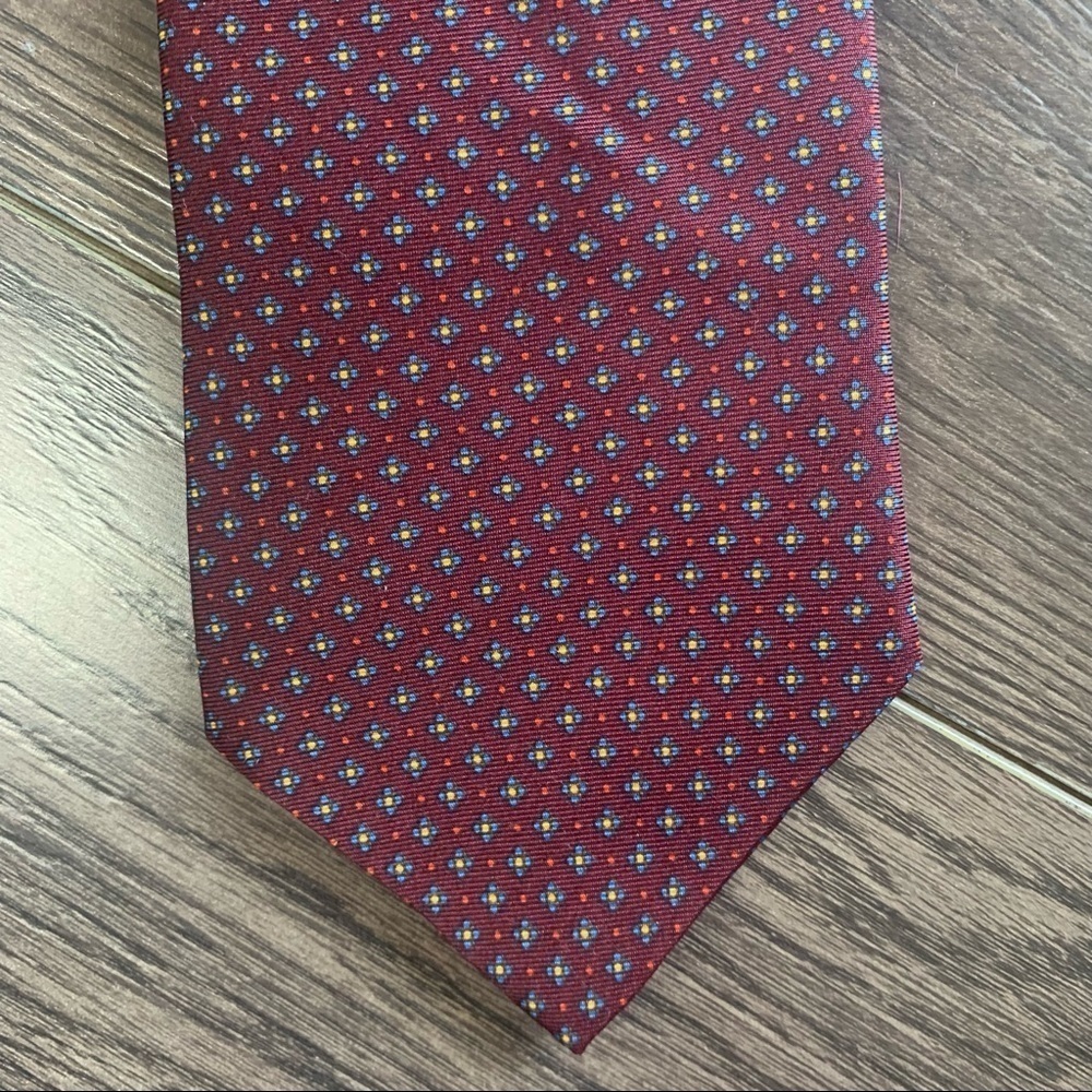 Brooks Brothers Maroon Mini Floral Silk Tie - Picture 2 of 5